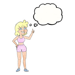 happy gym woman giving thumbs up symbol