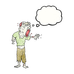 thought bubble textured cartoon zombie