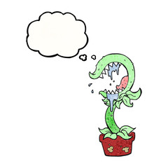 thought bubble textured cartoon carnivorous plant