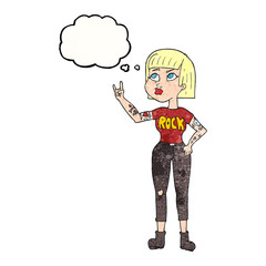 thought bubble textured cartoon rock girl