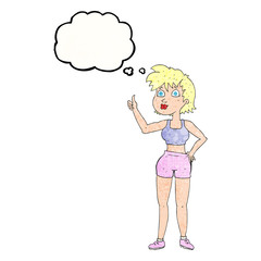 happy gym woman giving thumbs up symbol