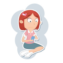 girl sitting and using smartphone