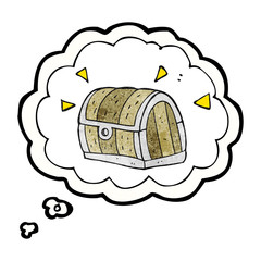 thought bubble textured cartoon treasure chest