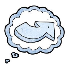 thought bubble textured cartoon pointing arrow