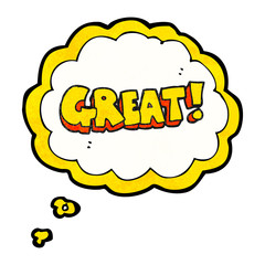 GREAT! thought bubble textured cartoon symbol