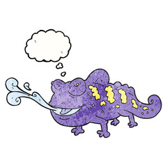 thought bubble textured cartoon chameleon