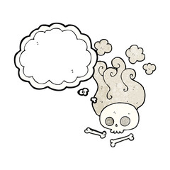 thought bubble textured cartoon skull and bones