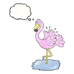 thought bubble textured cartoon flamingo