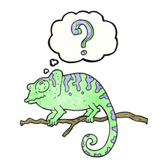 thought bubble textured cartoon curious chameleon