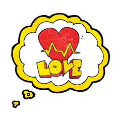 thought bubble textured cartoon heart rate pulse love symbol