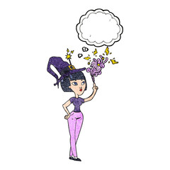 thought bubble textured cartoon witch