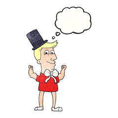 thought bubble textured cartoon celebrating man