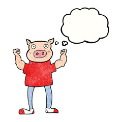 thought bubble textured cartoon pig man