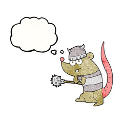 thought bubble textured cartoon rat warrior