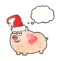 thought bubble textured cartoon christmas pig