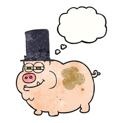 thought bubble textured cartoon rich pig