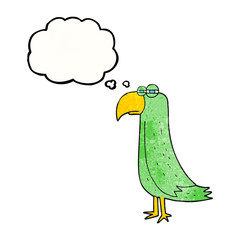 thought bubble textured cartoon parrot