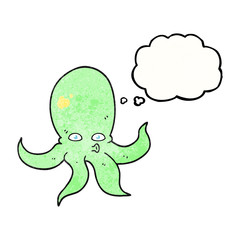 thought bubble textured cartoon octopus