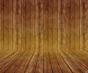 Wooden style floor stage and wall for display of product 