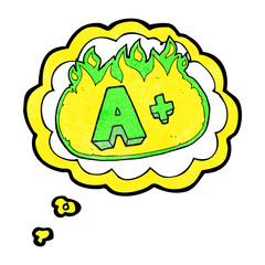 thought bubble textured cartoon A grade symbol