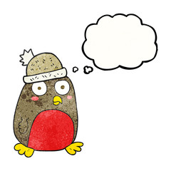 thought bubble textured cartoon christmas robin