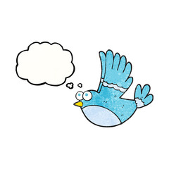 thought bubble textured cartoon flying bird