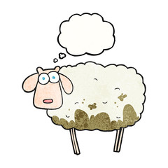 thought bubble textured cartoon muddy sheep