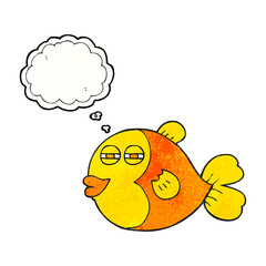 thought bubble textured cartoon fish