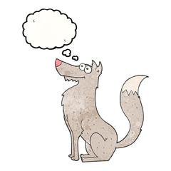 thought bubble textured cartoon wolf