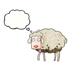 thought bubble textured cartoon muddy sheep