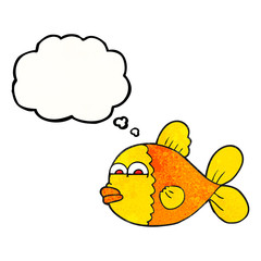 thought bubble textured cartoon fish