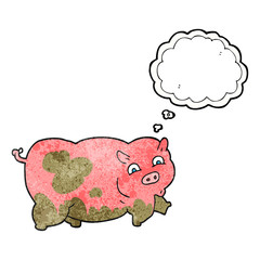 thought bubble textured cartoon pig