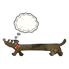 thought bubble textured cartoon dachshund