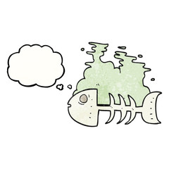 thought bubble textured cartoon fish bones