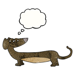 thought bubble textured cartoon dachshund