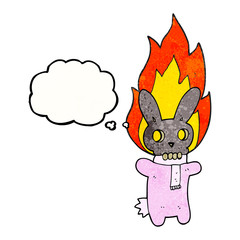 thought bubble textured cartoon flaming skull rabbit