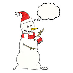 thought bubble textured cartoon snowman