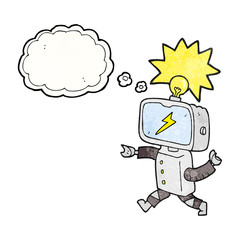 thought bubble textured cartoon little robot