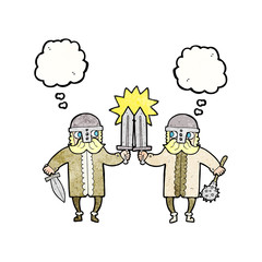 thought bubble textured cartoon viking warriors