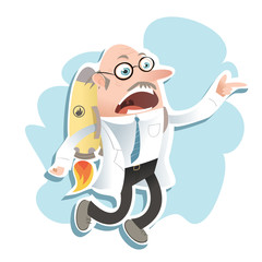 scientist with jet pack.