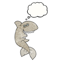 thought bubble textured cartoon laughing shark