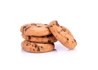 Chocolate chip cookies isolated on white background.