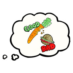 thought bubble textured cartoon good and bad food
