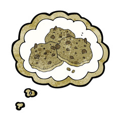 thought bubble textured cartoon chocolate chip cookies