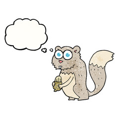 thought bubble textured cartoon angry squirrel with nut