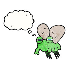 thought bubble textured cartoon fly