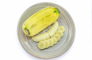Banana on white background.