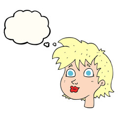 thought bubble cartoon female face