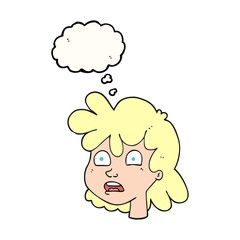 thought bubble cartoon female face