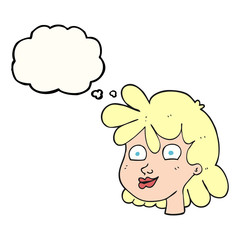 thought bubble cartoon female face
